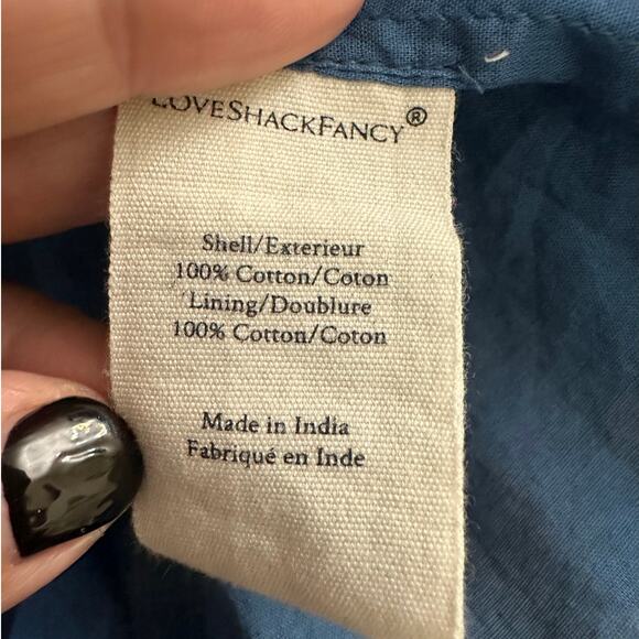 LoveShackFancy Blue & Pink Floral  Cotton Tiered Long Sleeve Maxi Dress  Large - Picture 7 of 7